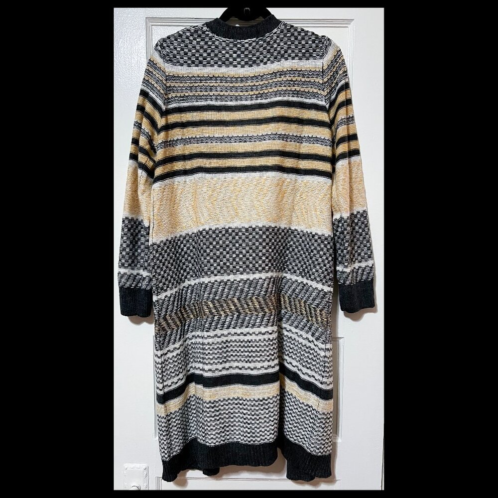 Lety & Me Womens Multicolor Colorblock Long Sleeve Midi Open Cardigan XL EUC - Picture 2 of 2